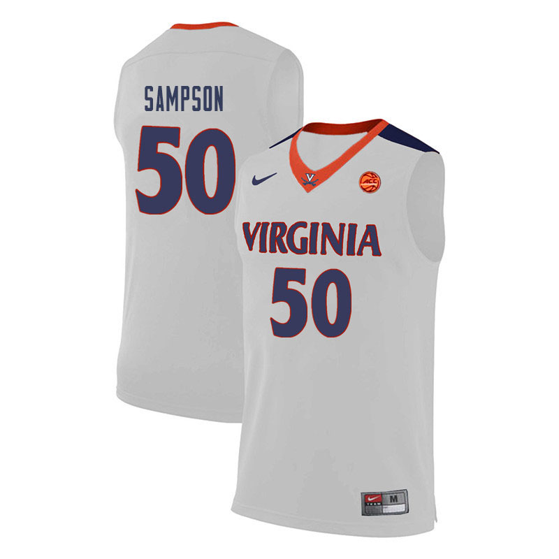 Men Virginia Cavaliers #50 Ralph Sampson College Basketball Jerseys-White - Click Image to Close